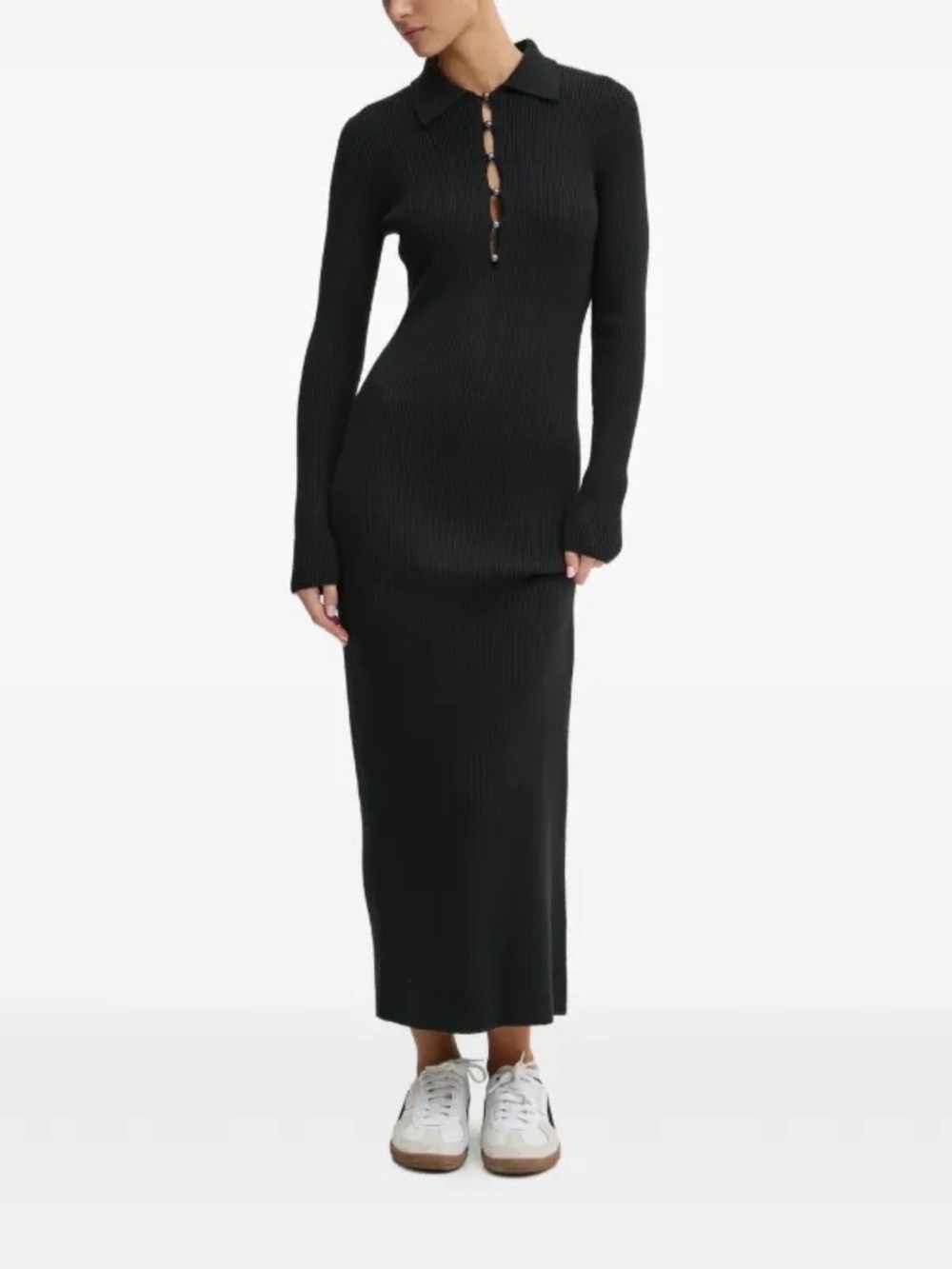 ✨ NWT✨ Abercrombie & Fitch Black Ribbed Long-Sleeve Maxi Sweater Dress
